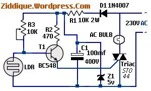 automatic light with LDR circuit diagram